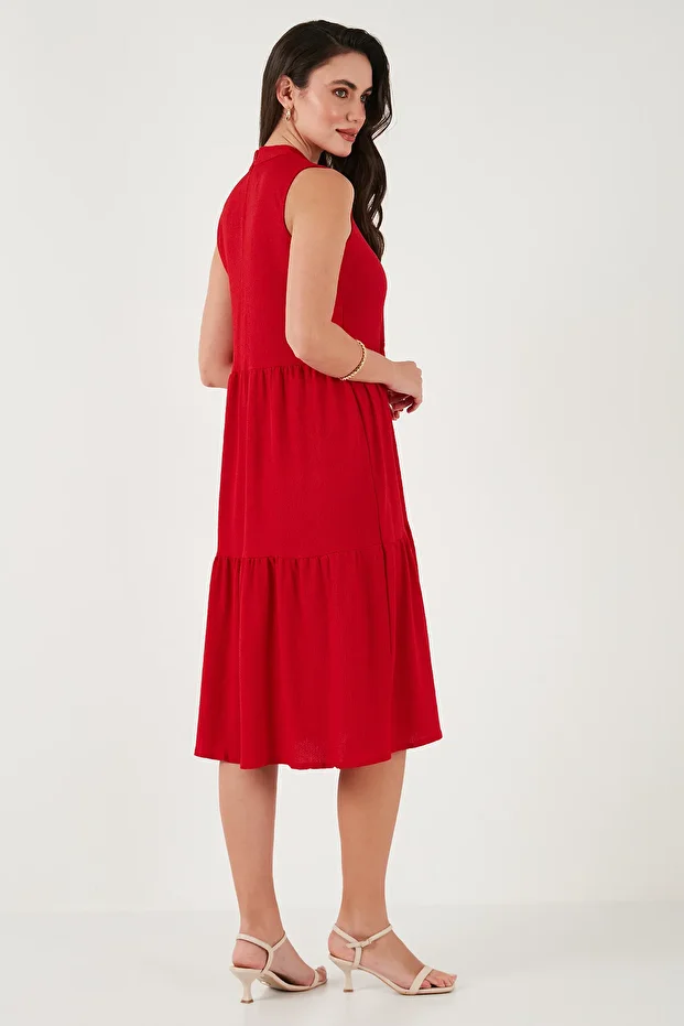 Regular Fit Kolsuz Midi Elbise ELBİSE 5869008 - 8