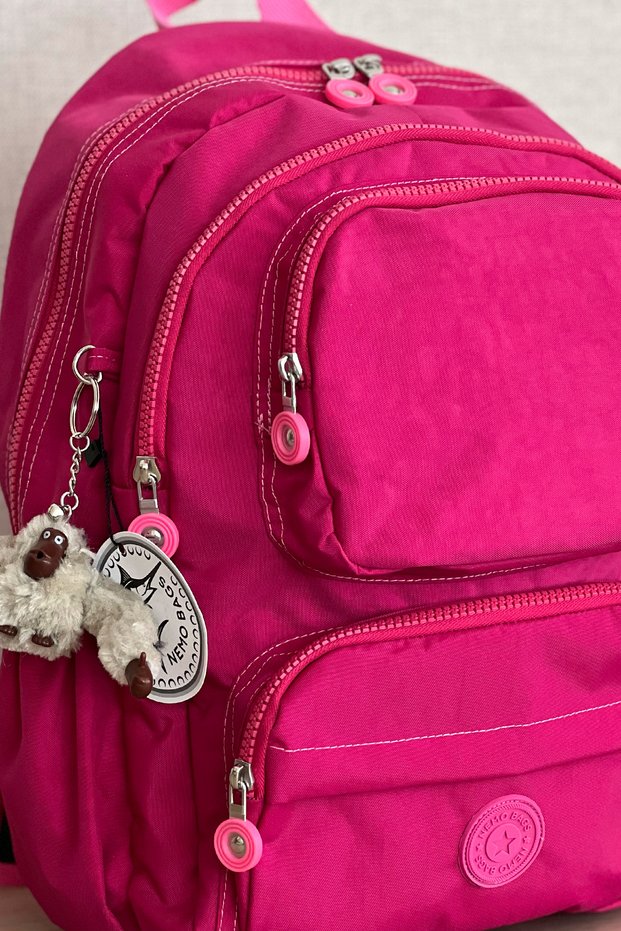 Women's Fuchsia Backpack School Bag Laptop and Travel Bag Waterproof Sports Bag 40X30X15Cm