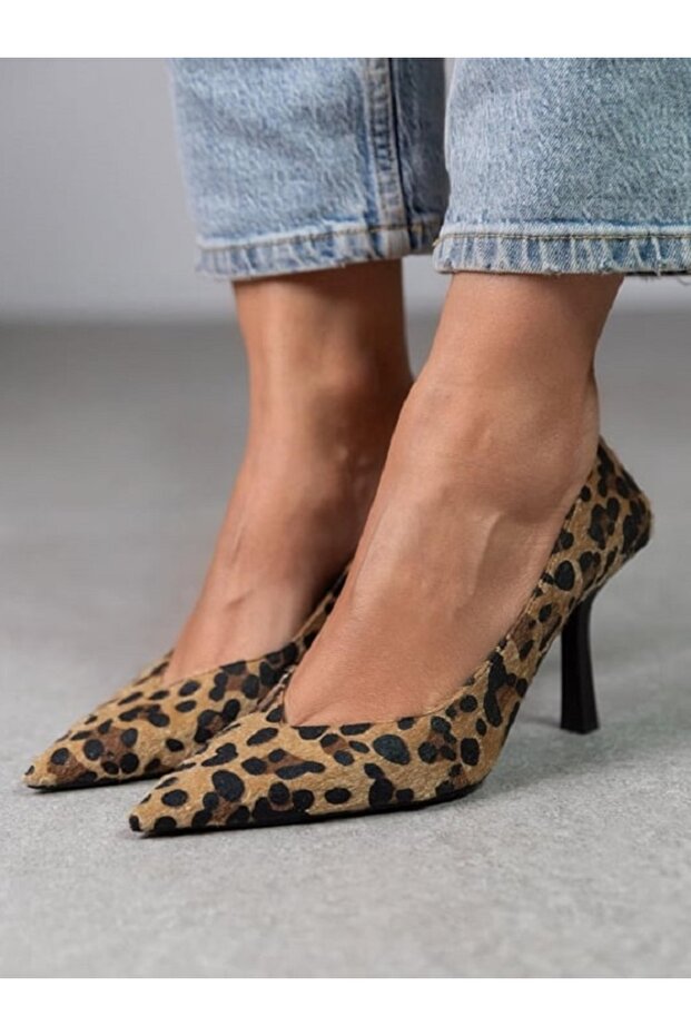 SİMON MODEL LEOPAR SÜET TOPUKLU STİLETTO - 1