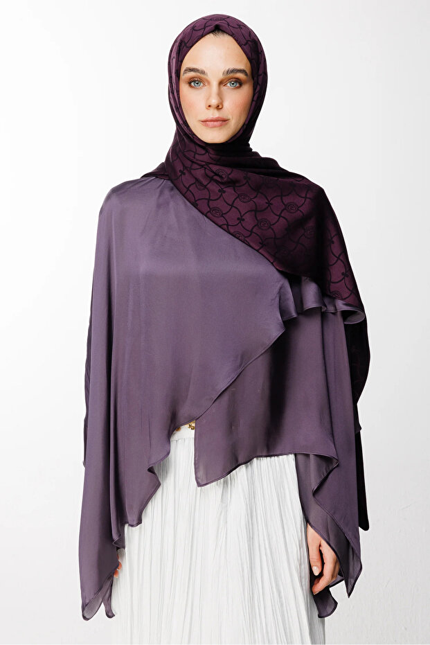 Marrakech Pattern Double Sided Shawl Purple-Black