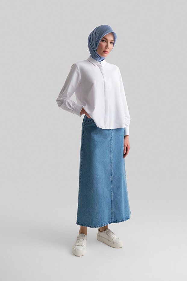 Manşeti Logolu Basic Gömlek 24y3522 Beyaz - 1