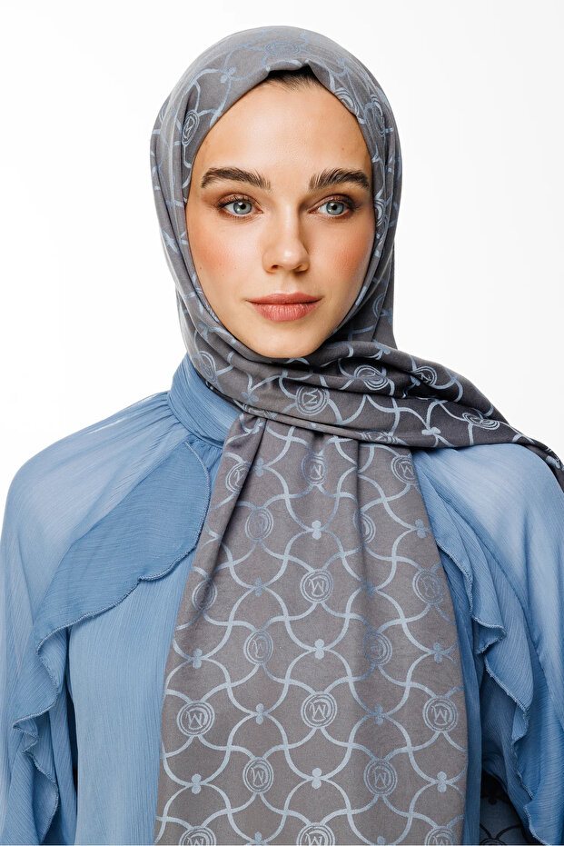 Marrakech Pattern Reversible Throw Blanket Dark Grey-Light Blue - 3