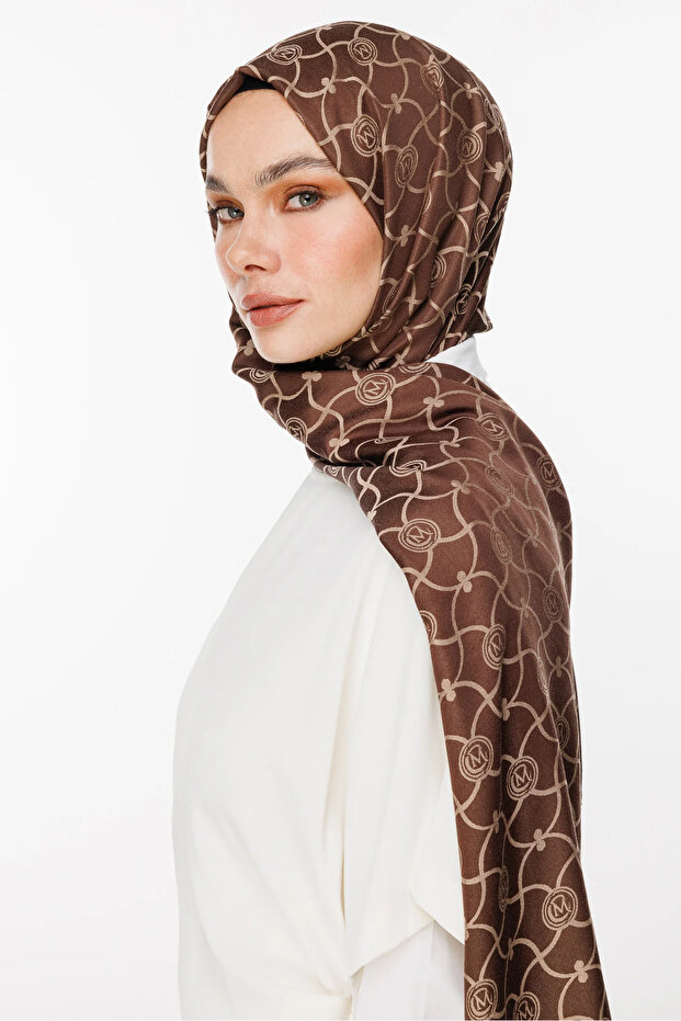 Marrakech Pattern Double Sided Shawl Bitter Brown-Beige - 3
