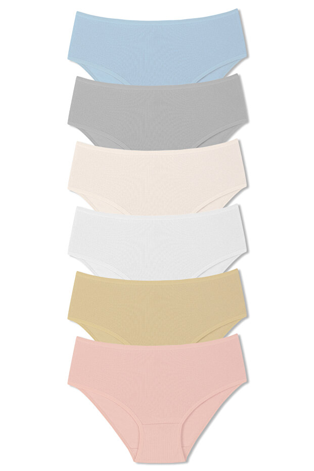 6 Pack Cotton Ribbed High Waist Plus Size Women's Panties