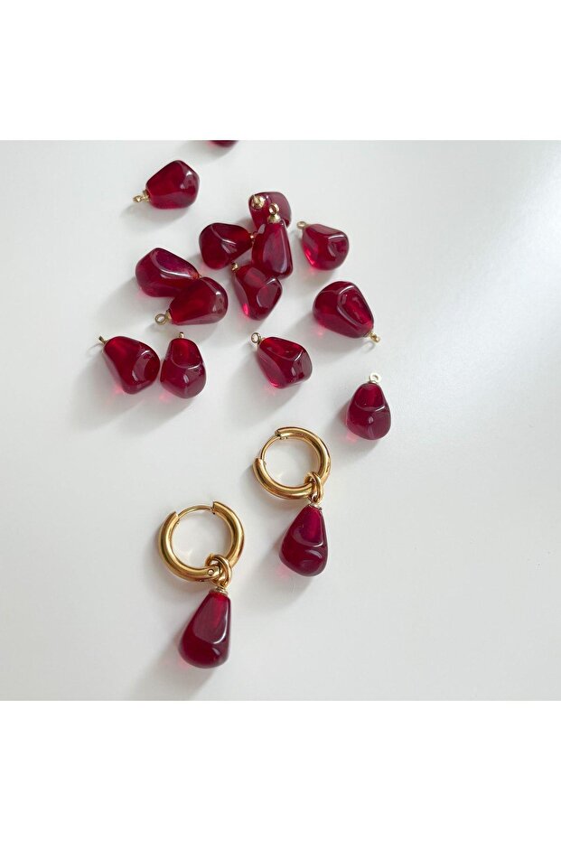 Murano Cam Nar Çelik Küpe - 1