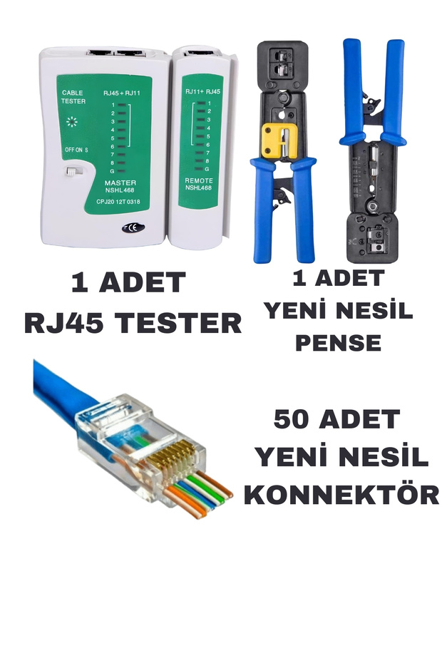 الجيل الجديد من كماشة العقص Ez RJ45 كماشة شبكة RJ45 + جهاز اختبار الكابلات + 50 قطعة مقبس الجيل الجديد