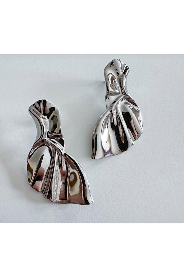 Çelik Wrinkled Küpe - 3