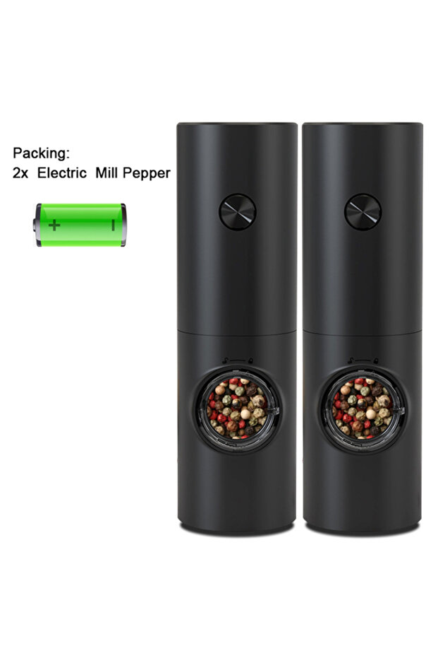 Black without base Electric Automatic Mill Pepper And Salt Grinder With Base Set Battery Powered Wit