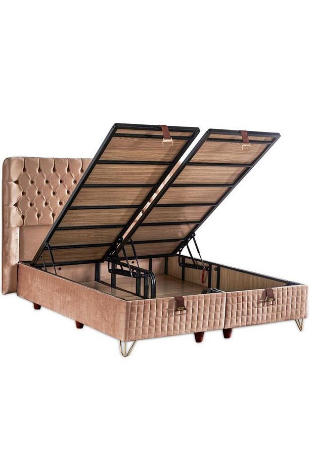 Elegance Lüks Yatak Baza ve Başlık Seti 160x200 cm Çift Kişilik Paket Yaylı Yumuşak Yatak Baza Başlı - 5