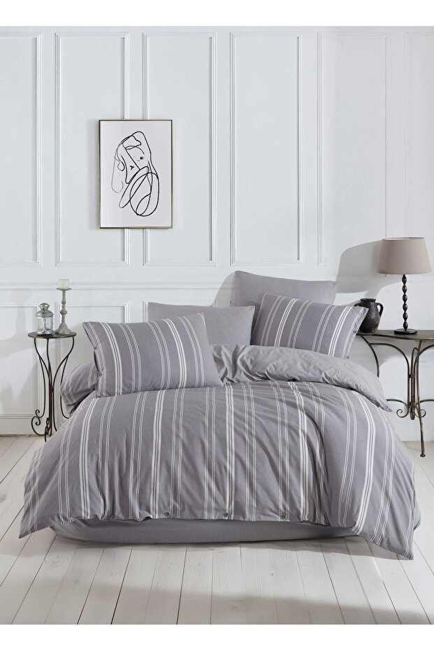 Natural Calors Double Duvet Cover Set with Four Pillows (with Tire Sheets)