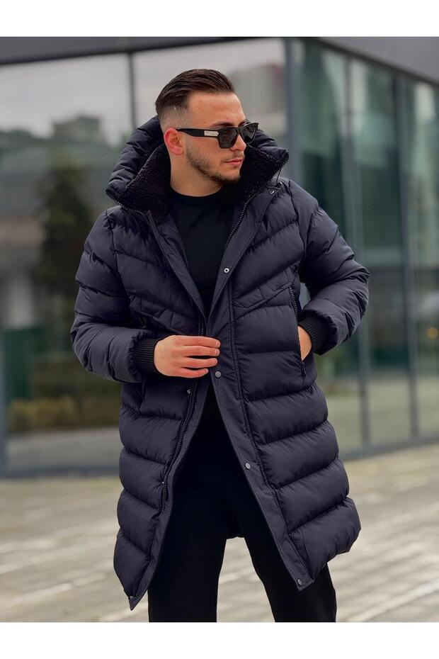 معطف طويل مبطن للرجال - 5