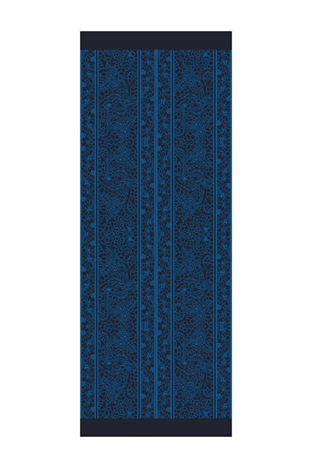 Black-Indigo Two-Sided Shawl Lavin Pattern - 6