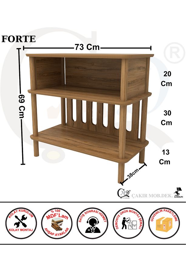 Forte Çok Amaçlı Kahve Dolabı: Minimalist Mdf Ve Ahşap Tasarımıyla Estetik Ve Fonksiyonellik 73cm - 3