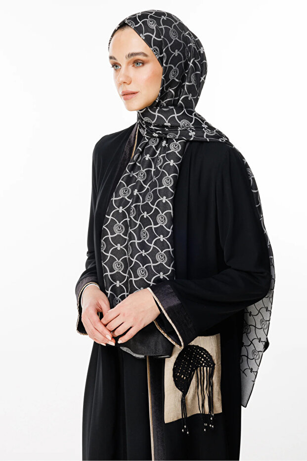 Marrakech Pattern Reversible Shawl Black-Black - 2