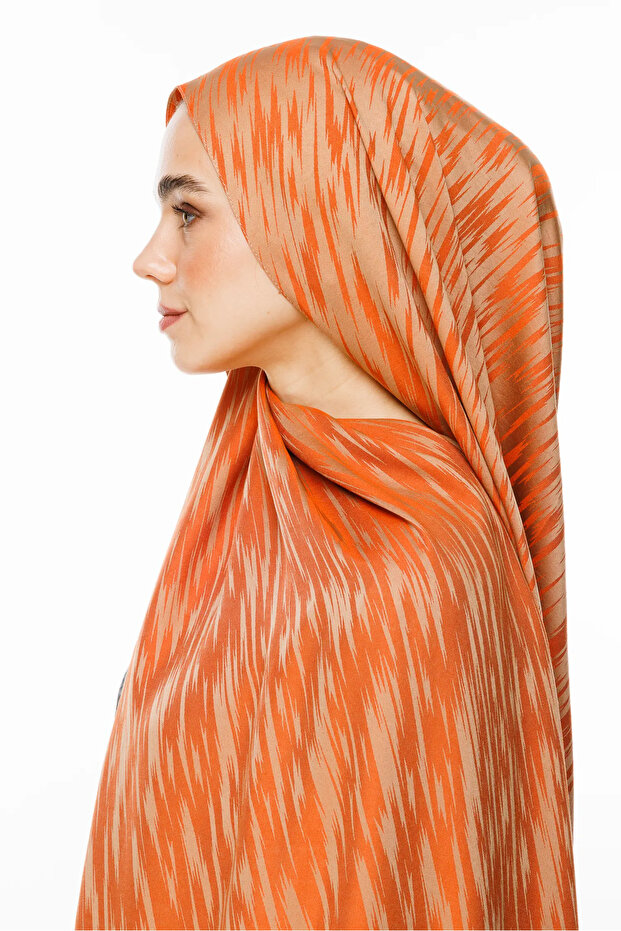 Selis Pattern Rectangular Shawl Name: Mink-Cinnamon - 3