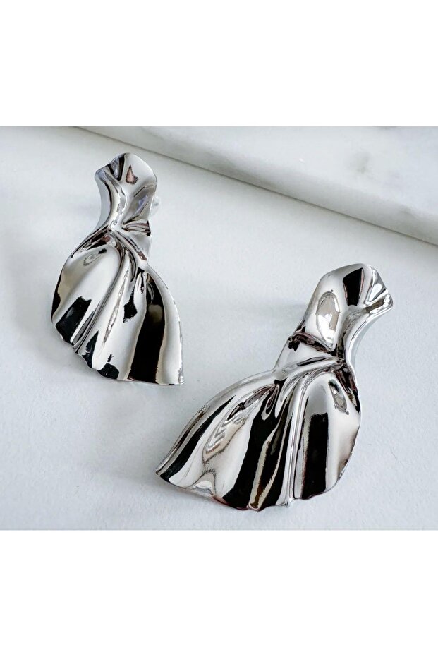 Çelik Wrinkled Küpe - 2