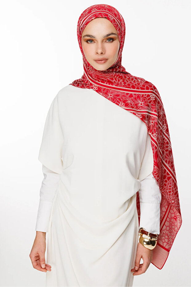 Lavin Pattern Double Sided Shawl Burgundy-Mint Green