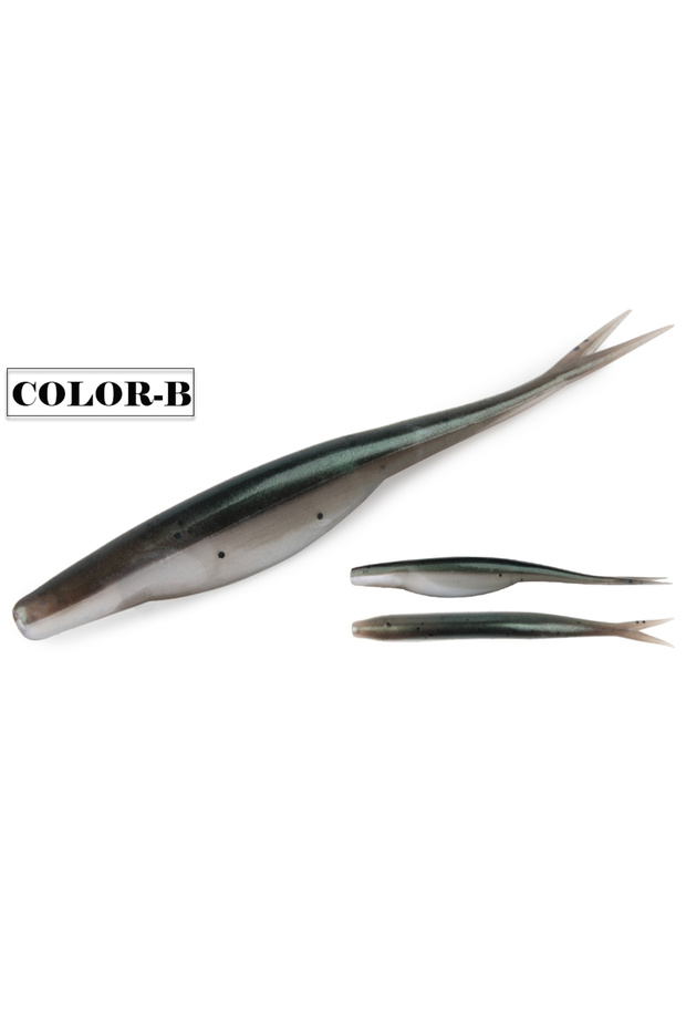 طُعم سباحة صناعي عائم من السيليكون من Color-B Spinpoler TPR Jerk Shad ذو الذيل المتشعب قليلاً لصيد الأسماك مقاس L