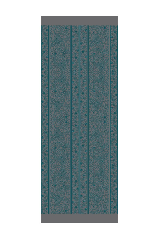 Lavin Pattern Reversible Shawl, Dark Grey-Emerald - 8