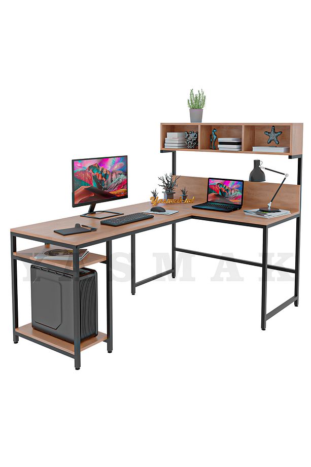 L tipi Raflı Bilgisayar ve Çalışma Masası 180x120 - 3