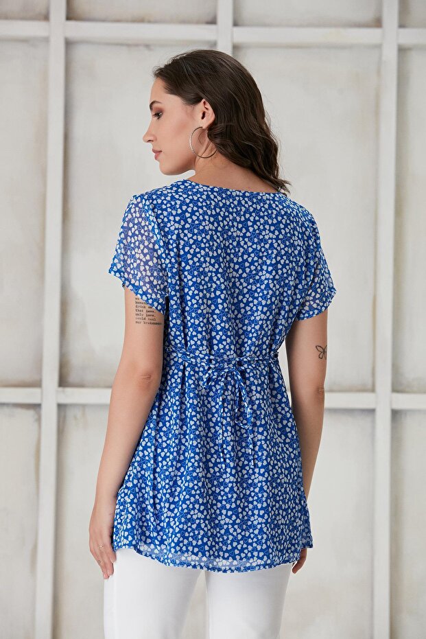 Heart Pattern Chiffon Maternity Blouse - 5