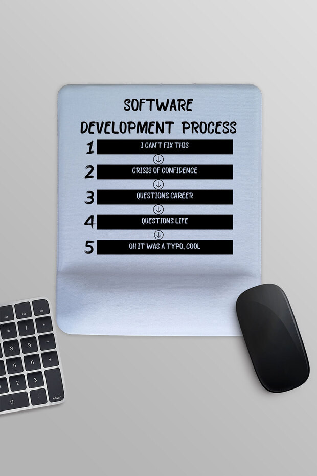 Software Development Process Software Developer Fun Printed Rectangular Wrist Supported Mousepad - 1
