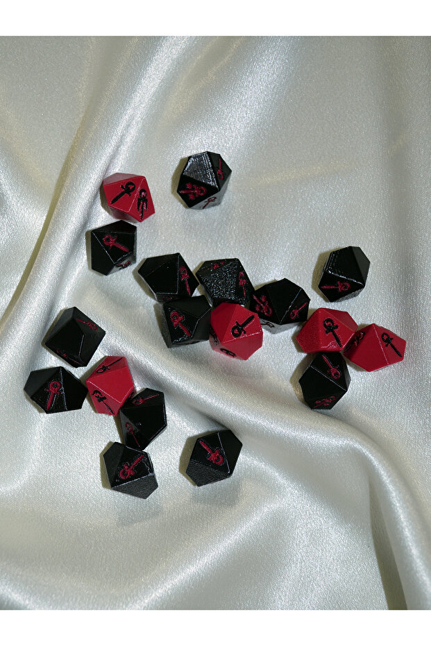 Vampire: The Masquerade RPG 18 Adet Zar – 3D Baskı Vampir Zar Seti - 3