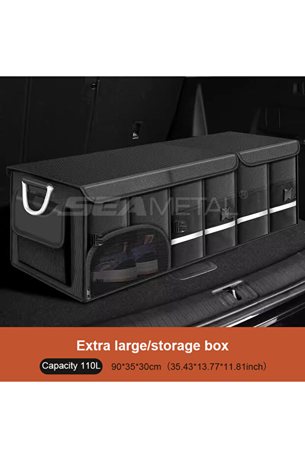 110L Extra Large SEAMETAL Large Capacity Car Trunk Organizer 36L/72L/110L Foldable Car Storage Box W