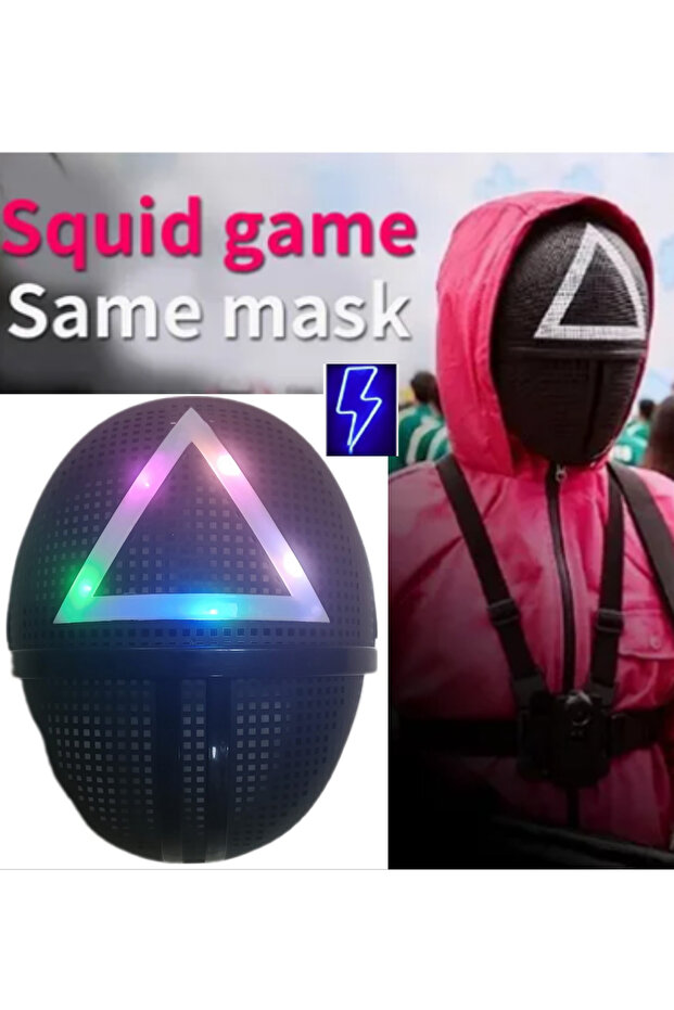Işıklı Squıd Game Maske Kaliteli Squid Game Maskesi Üçgen - 6