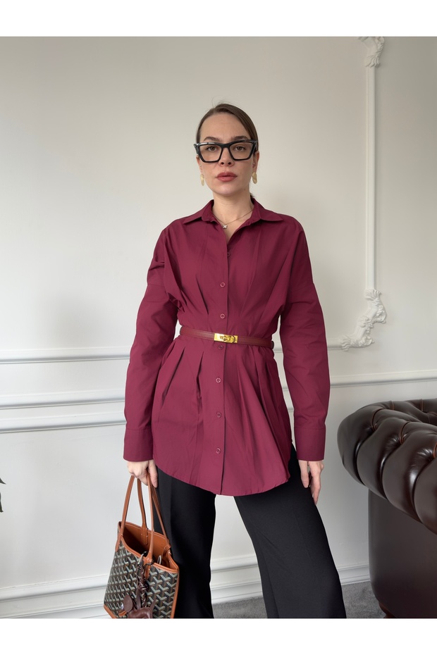 Pleated Premium Shirt - Bordo