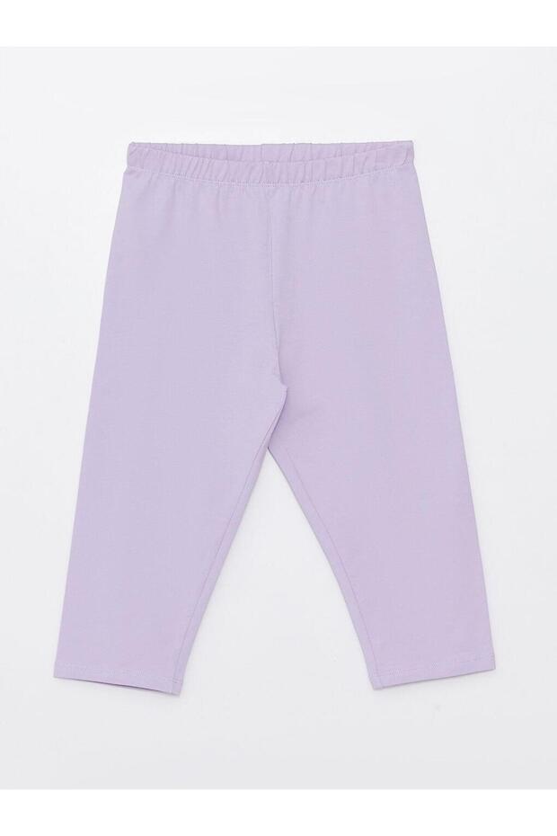Basic Cotton Girls' Leggings with Elastic Waist (S3)
