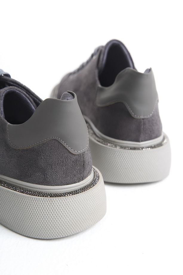 Kadın Sneaker Yüksek Taban Bağcıklı Spor Ayakkabı Sole Gri - 6