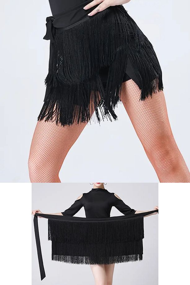 Yüksek Bel Etek Dans Etek Dansçı Etek Latin Dans Etek Tango Balo Etek Pareo Etek Püsküllü Etek - 1