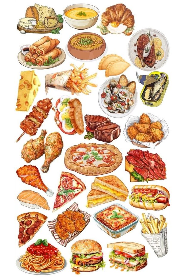 Fast Food Themed Laptop Tablet Phone Agenda Bullet Journal Sticker - Waterproof Sticker