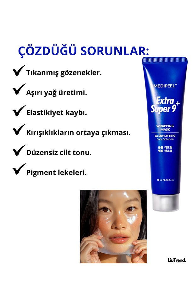 Extra Super 9 Plus Water Glow Lifting Wrapping Mask 70 ml Asitli Film Maskesi M0481 - 5