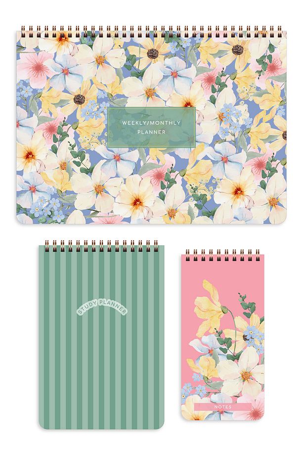 A4 Haftalık Ve Günlük 3’lü Masaüstü Süresiz Planlayıcı Set – Çiçekler - 6