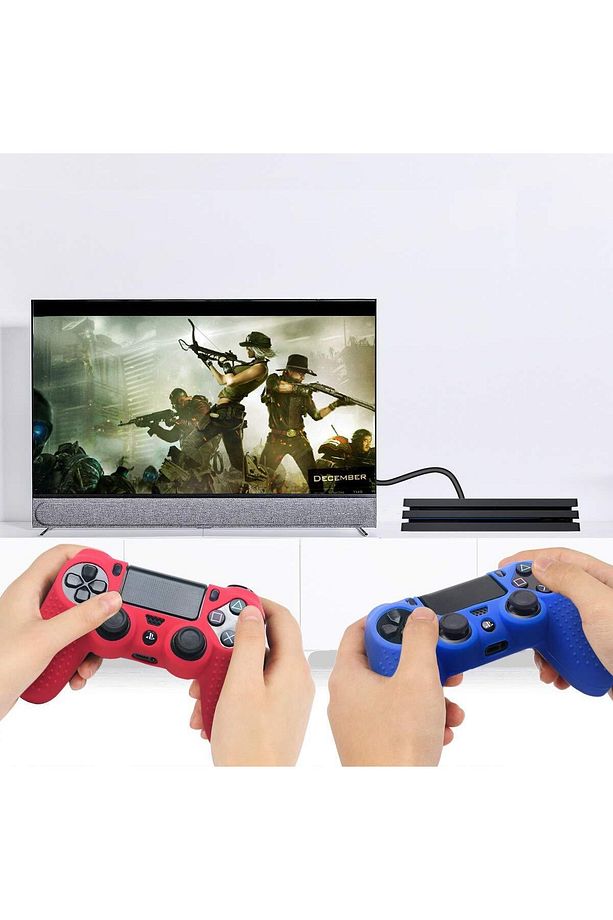 Ps4 Controller Joystick Oyun Kolu Gamepad Uyumlu - Silikon Koruyucu cover Mavi - 4