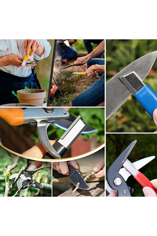 Sharp Scissors Pruning Shears Knife Sharpening Attachment Sharpener Pocket Size with Protective Cover - 3