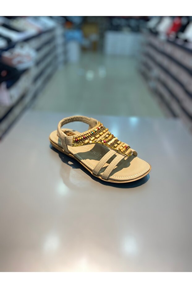 Girl's Beaded Stone Sandals