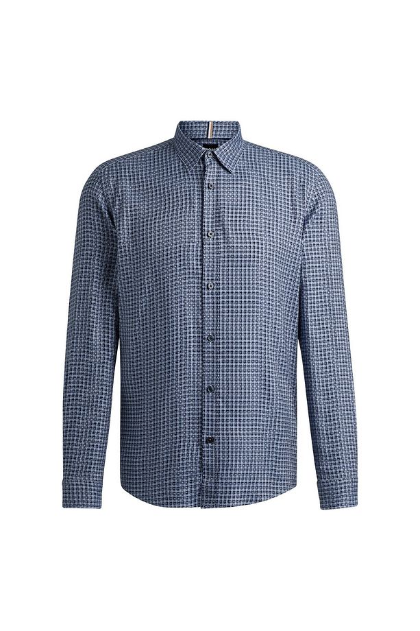 Baskılı chambray kumaştan normal kesim gömlek - 6