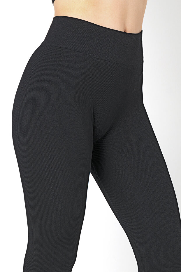 Dikişsiz Örme Yüksek Bel Tayt - 5