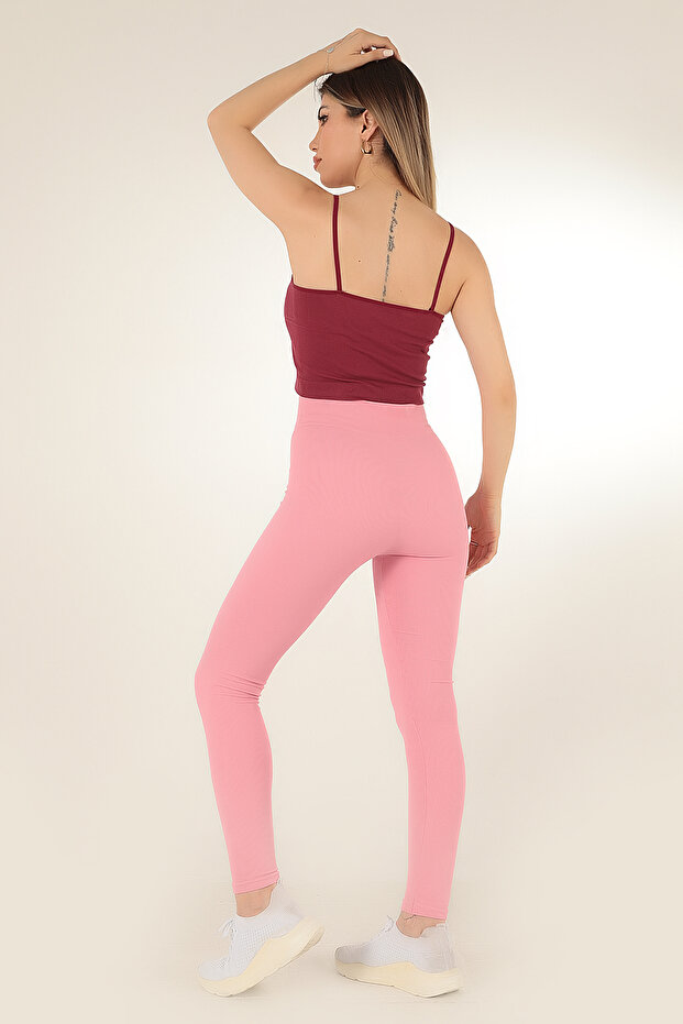 Dikişsiz Örme Yüksek Bel Tayt - 4