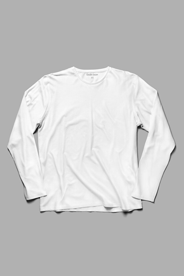 Tricou alb Basic cu mânecă lungă unisex - 1