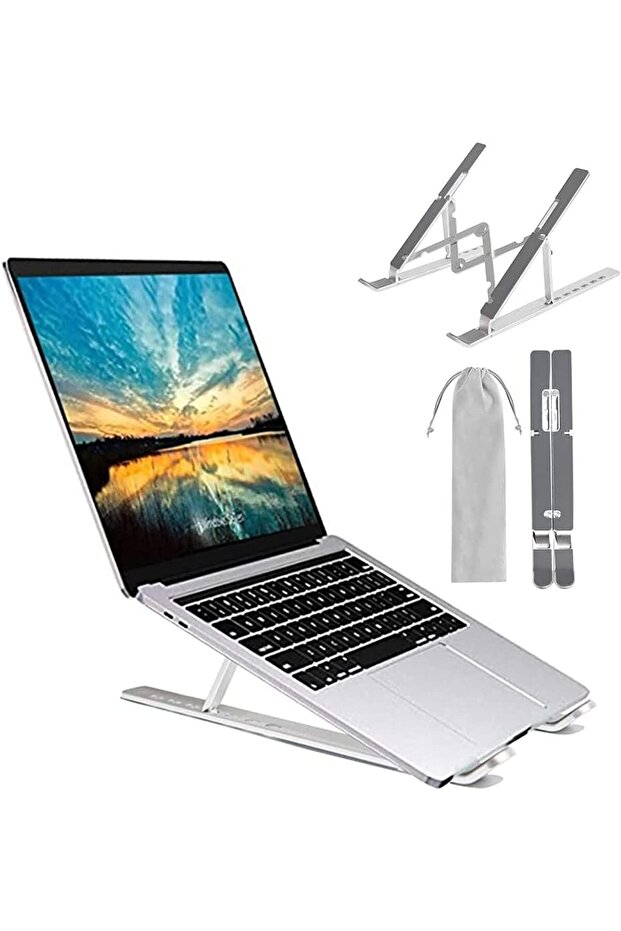 Laptop Stand – Adjustable Ergonomic Riser for MacBook, iPad, HP, Dell & More (10-15.6", Silver)