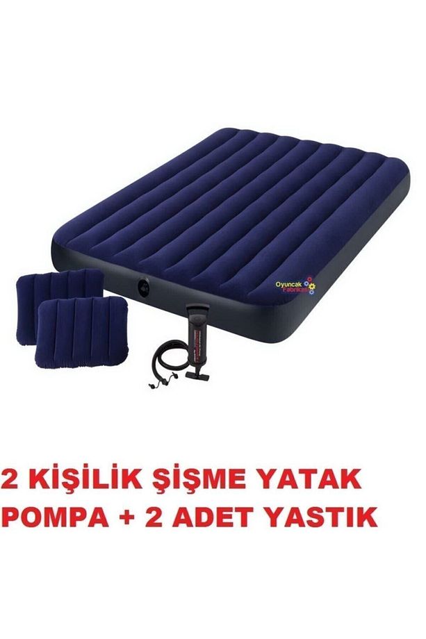 64765 Classic Çift Kişilik Şişme Yatak Seti Pompa Ve Yastık - 5