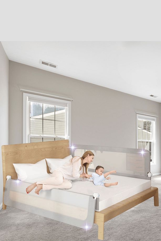 Çift Fileli 120 Cm Yatak Bariyeri Katlanır Baza Korkuluğu Foldable Bed Rail Guard Bed Rail - 1