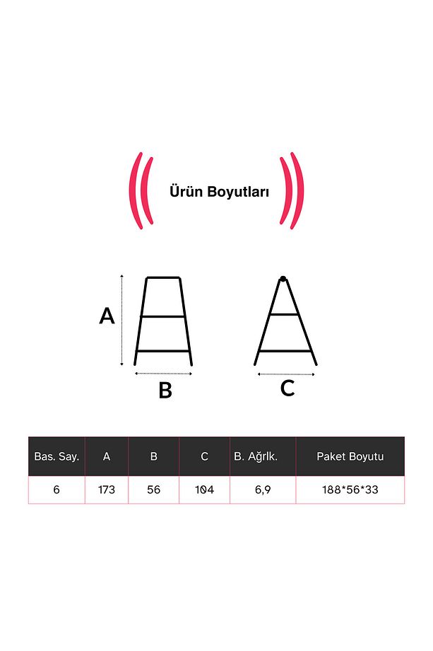 6 Basamaklı 173 Cm Fiberglas Tek Taraflı Elektrikçi Merdiveni - 3