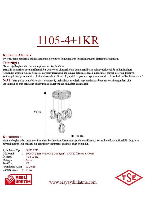 1105-4 1 5li Krom Sarkıt Led Avize - 3
