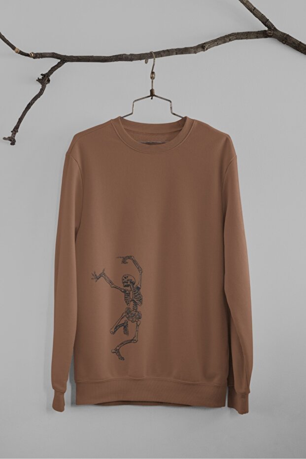 سويت شيرت برقبة دائرية وأكمام طويلة للجنسين من 2 خيوط DANCER SKELETON Transfer مطبوع