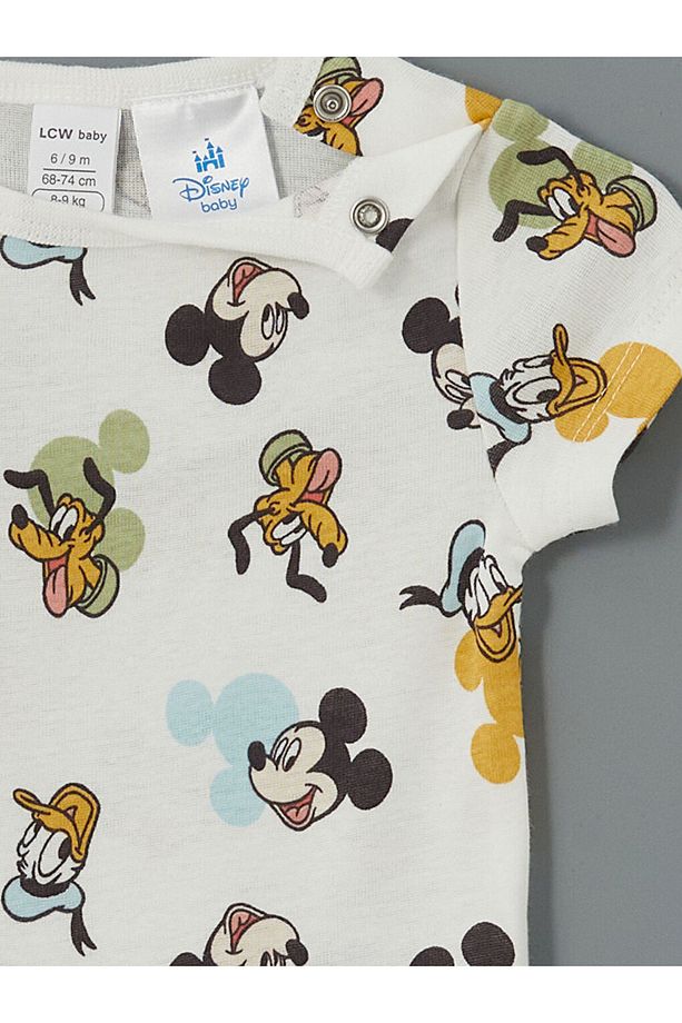 LCW baby Ekru Mickey Mouse Baskılı Erkek Bebek Çıtçıtlı Body 2'li - 5